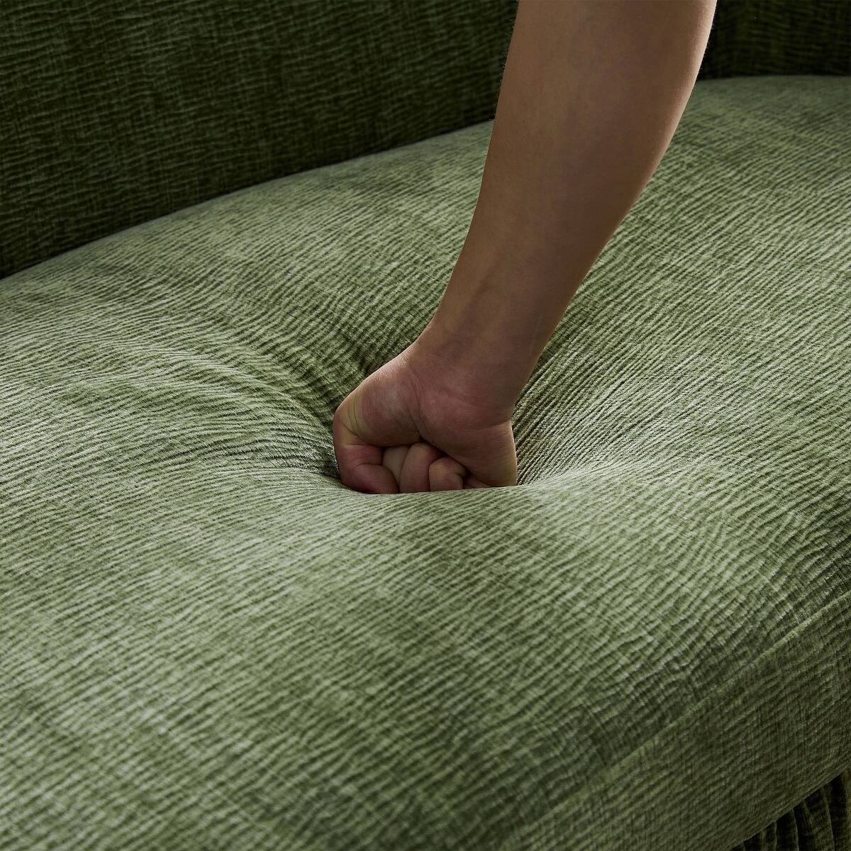 Alt View 3. Ropilly - Ropilly 92 Inch Curved Sofa Green 4 Seat Sofa Modern Living Room Couch Upholstered Fabric Sofa - Green.