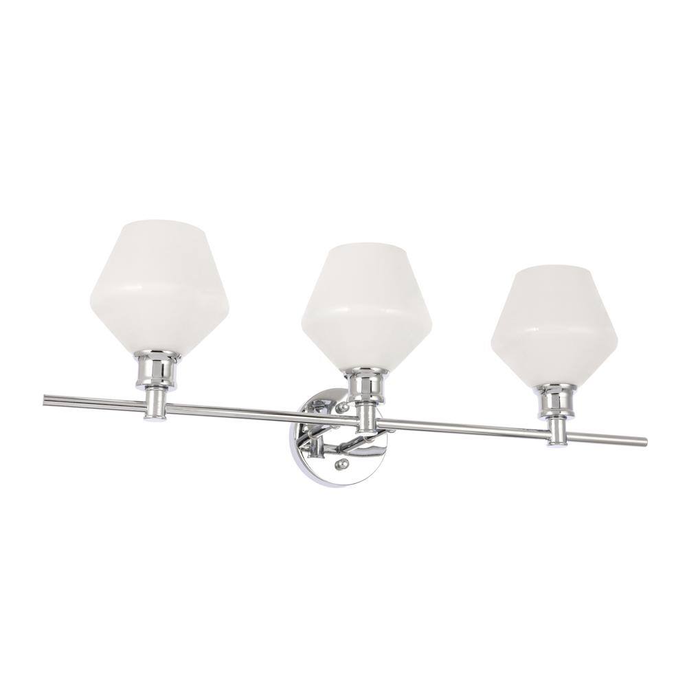 Alt View 7. Living District - Gene 3 light Chrome and Frosted white glass Wall sconce - Chrome And Frosted White Glass.
