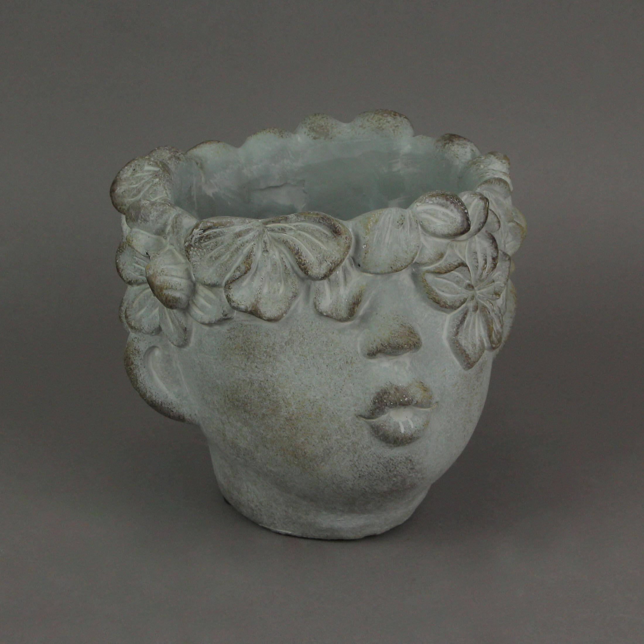 Alt View 3. Mayrich Company - Pucker Up Concrete Head Kissing Face Mini Decor Succulent Planter 7 Inch Tall - Grey.