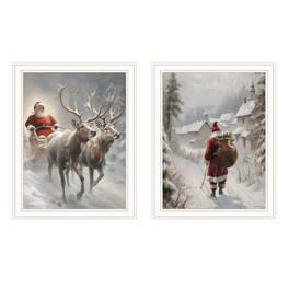 TinyHomie - Decor 4U 2 Piece On The Eve of Christmas Framed Wall Art Jo Moulton - White