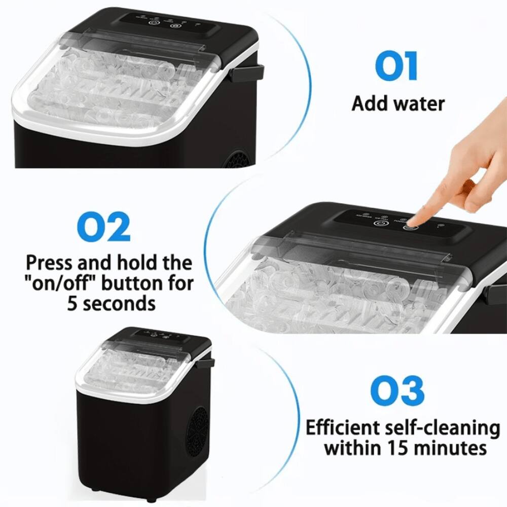 01 Add water  
02 Press and hold the "on/off" button for 5 seconds  
03 Efficient self-cleaning within 15 minutes