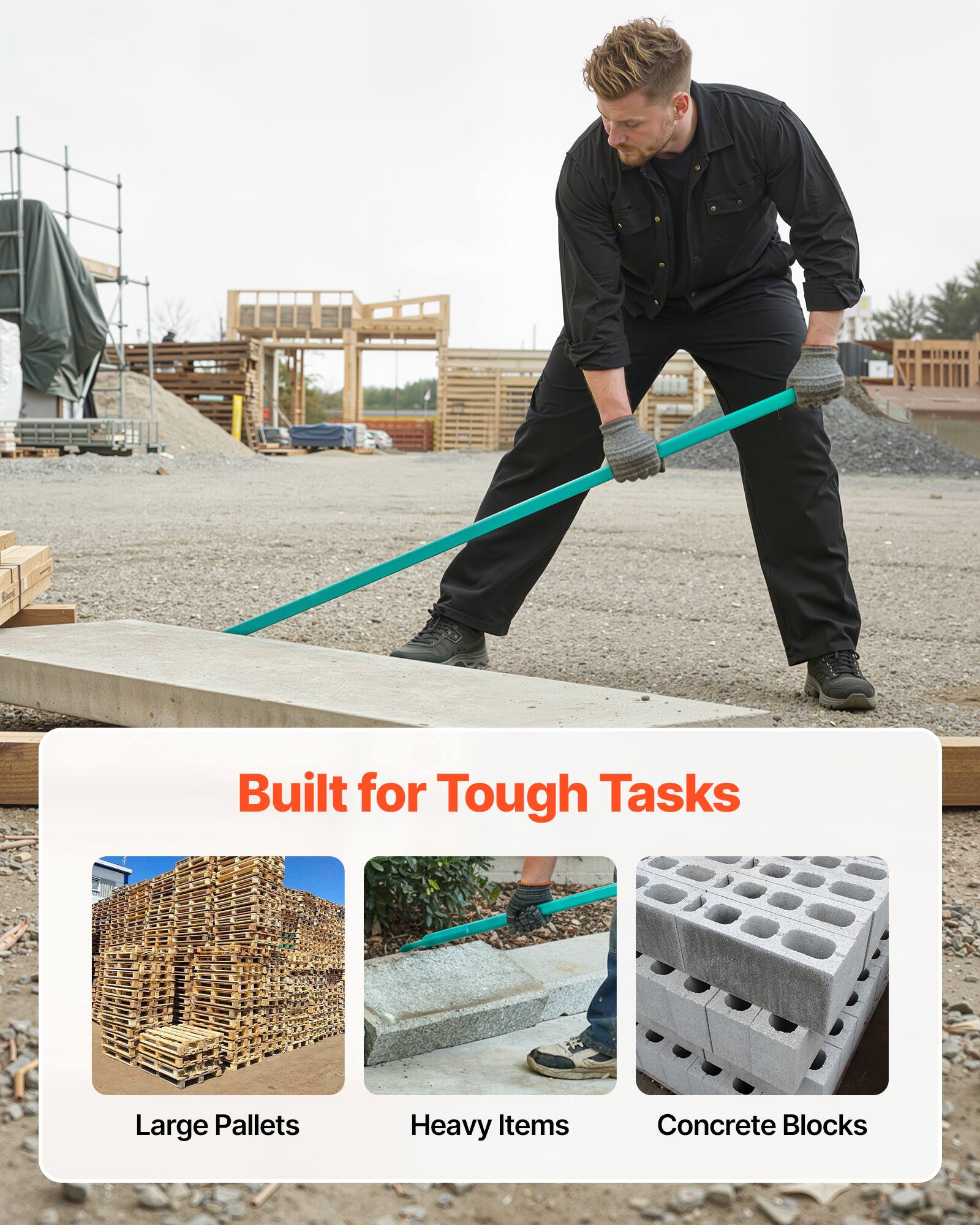 Built for Tough Tasks

- Large Pallets
- Heavy Items
- Concrete Blocks