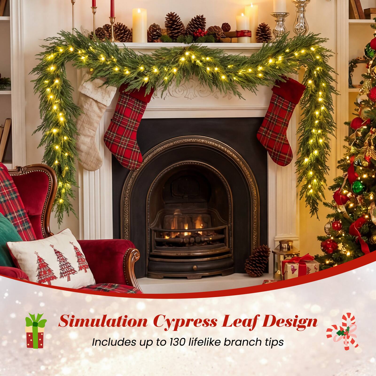Simulation Cypress Leaf Design  
Includes up to 130 lifelike branch tips