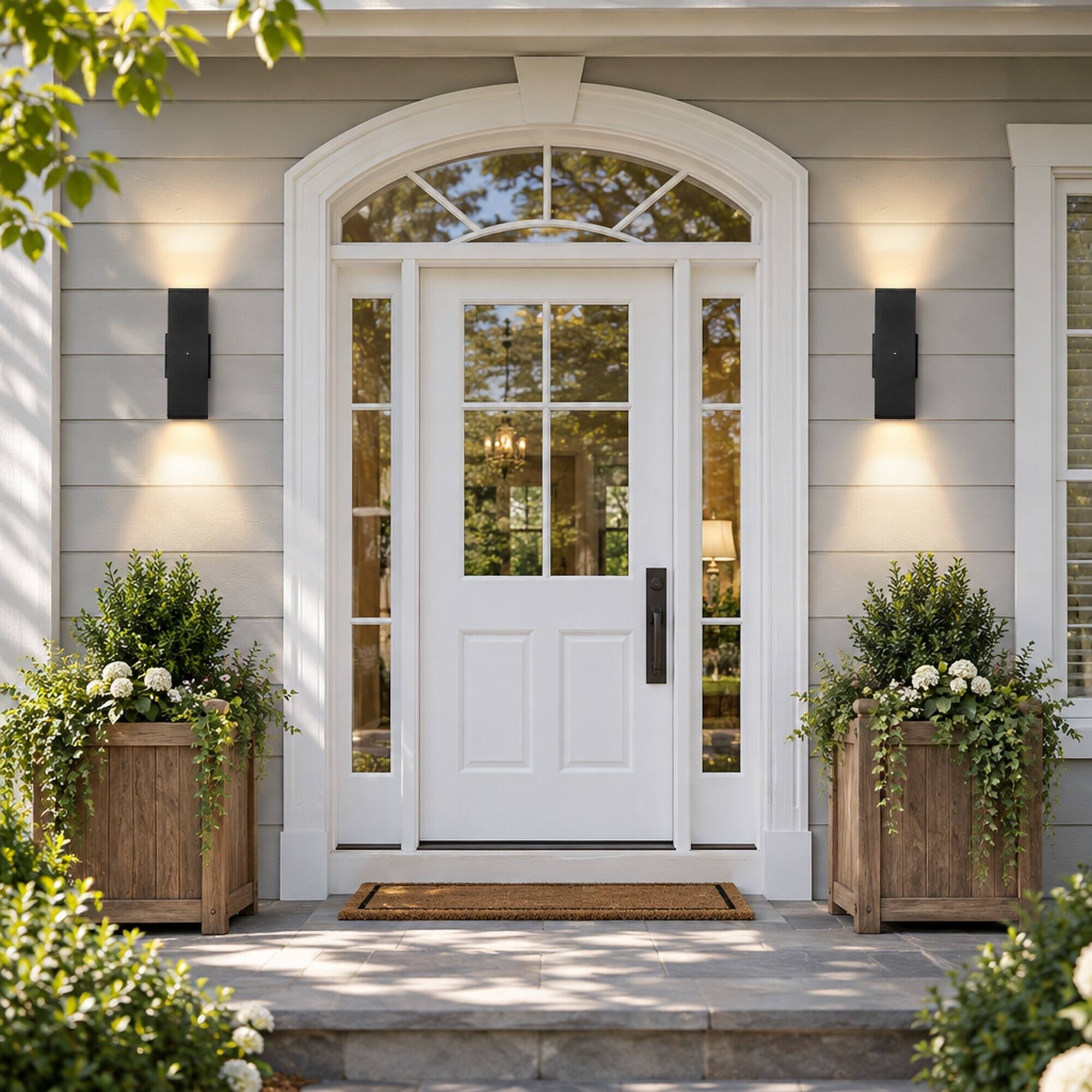 RYHNUYNE Dusk To Dawn Outdoor Wall Light Fixture 2 Pack, Modern Square ...