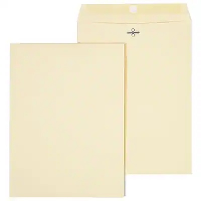 Front. Staples - Extra-Heavyweight Clasp & Moistenable Glue Catalog Envelopes, 9"L x 12"H, 100/Box - Manila.