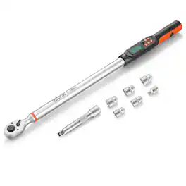 VEVOR - Torque Wrench Set 1/2" Drive Digital Torque Wrench 4 Display Units, ±2% Accuracy, LCD Screen, with Buzzer - Black;Orange
