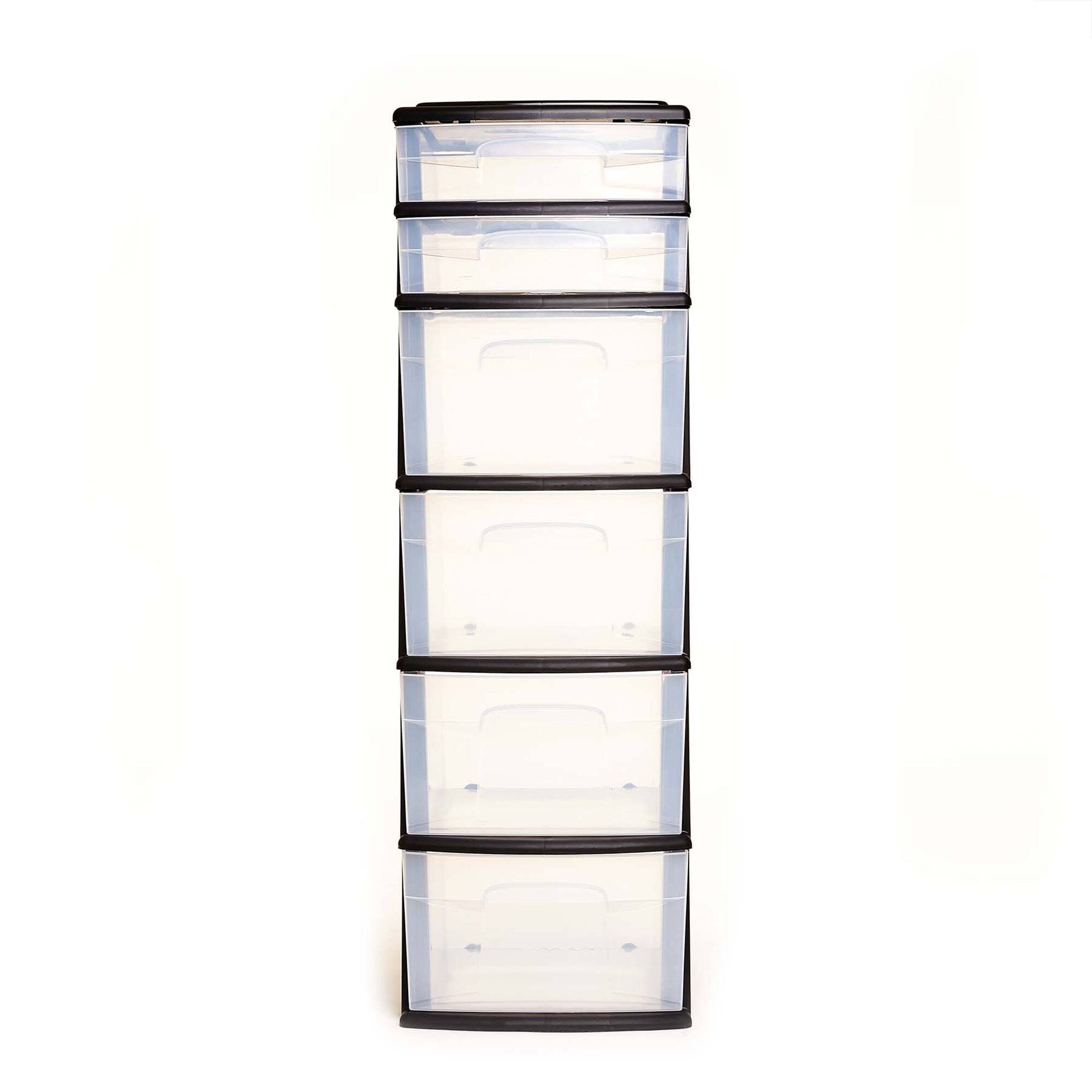 Alt View 7. Homz - Homz Plastic 6 Clear Drawer Home Storage Container Tower, Black/Clear (2 Pack).