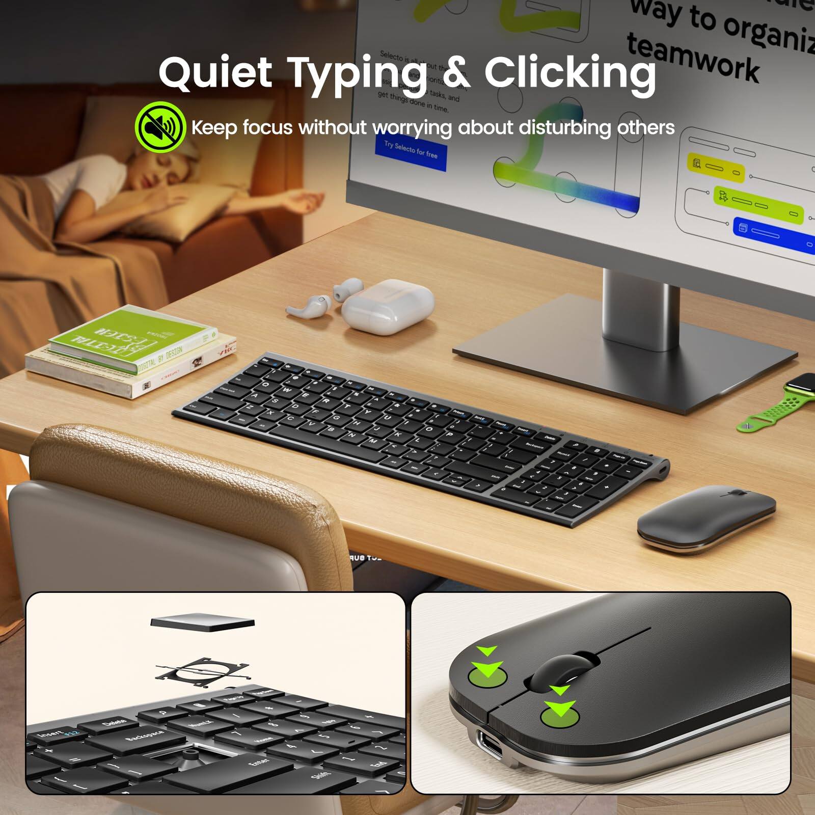 Quiet Typing & Clicking

Keep focus without worrying about disturbing others

way to organize teamwork

Try Selecto for free