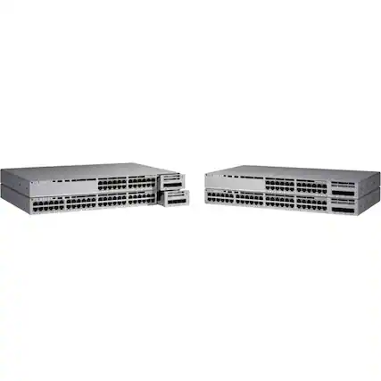 Front. Cisco Consumer Products - Cisco Catalyst 9200L 48-port Partial PoE+ 4x10G Uplink Switch, Network Essentials - 48 Ports - Manageable - 3 Layer - Black.