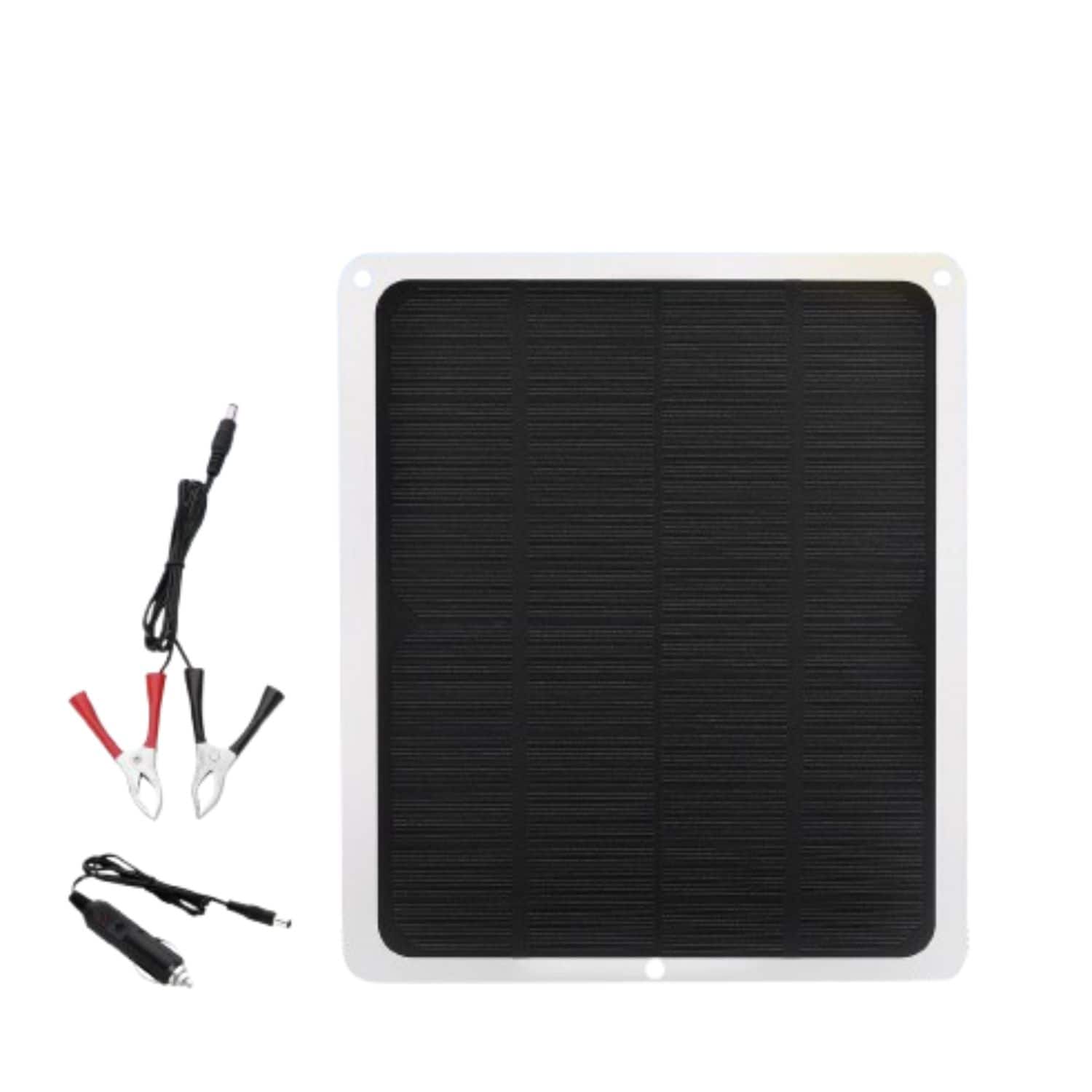 Front. Stock Preferred - Solar Panel 10W 12V Trickle Battery Charger Kit Maintainer - Black.