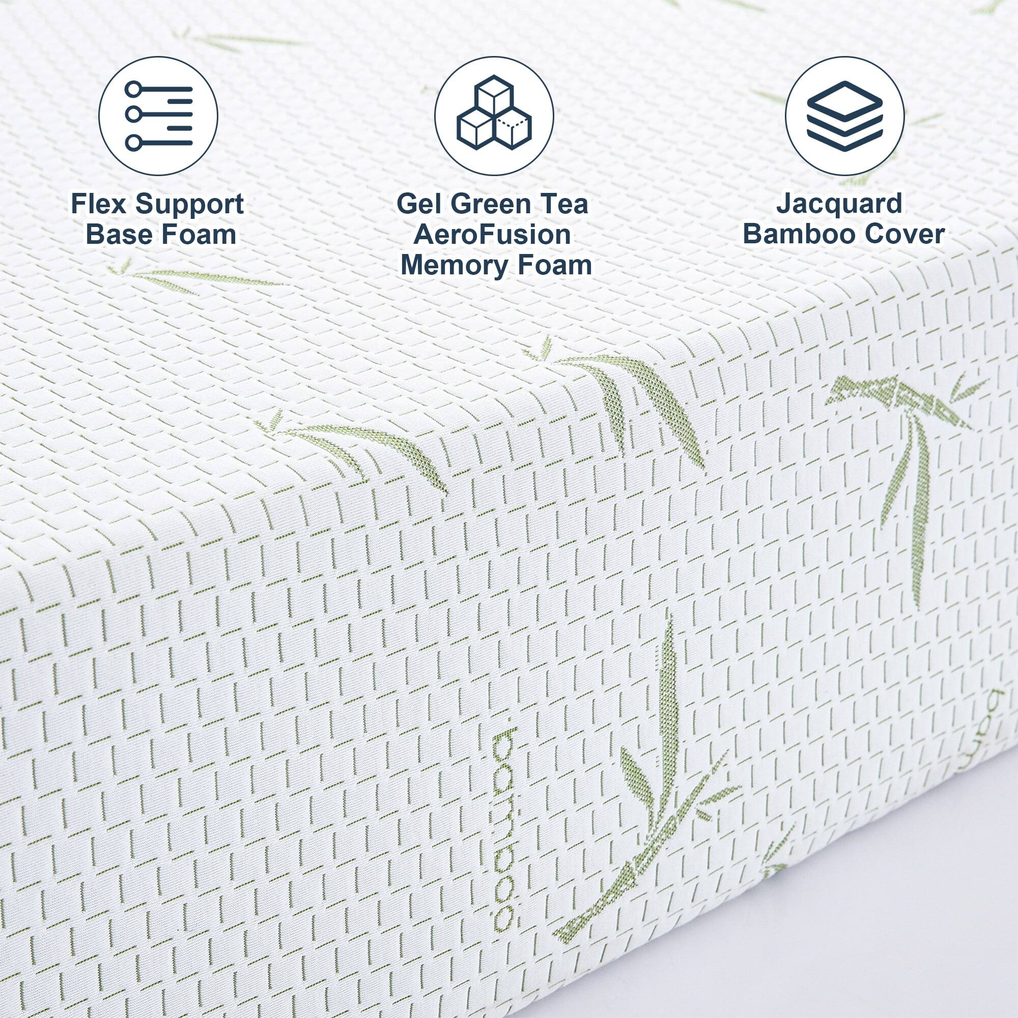 Flex Support Base Foam, Gel Green Tea AeroFusion Memory Foam, Jacquard Bamboo Cover
