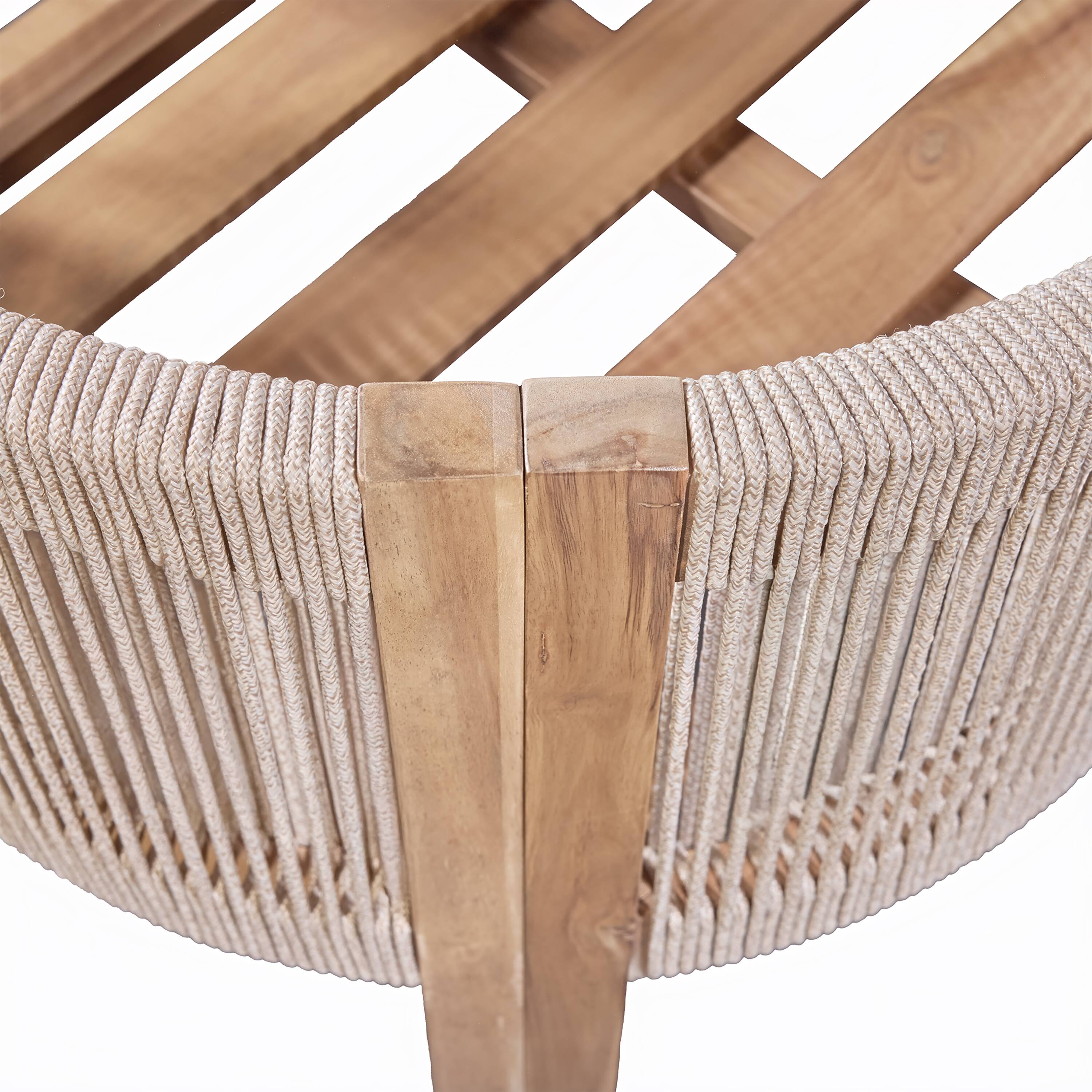 Alt View 6. Mondawe - Set of 2 Outdoor Wood Dining Chair with Cushion - Teak+ Beige.