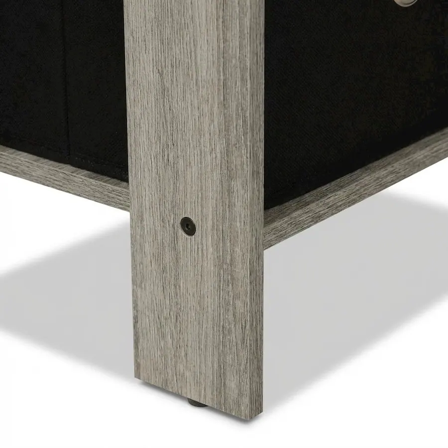 FurniFact Grey night stand with storage bin drawer French Oak Grey ...