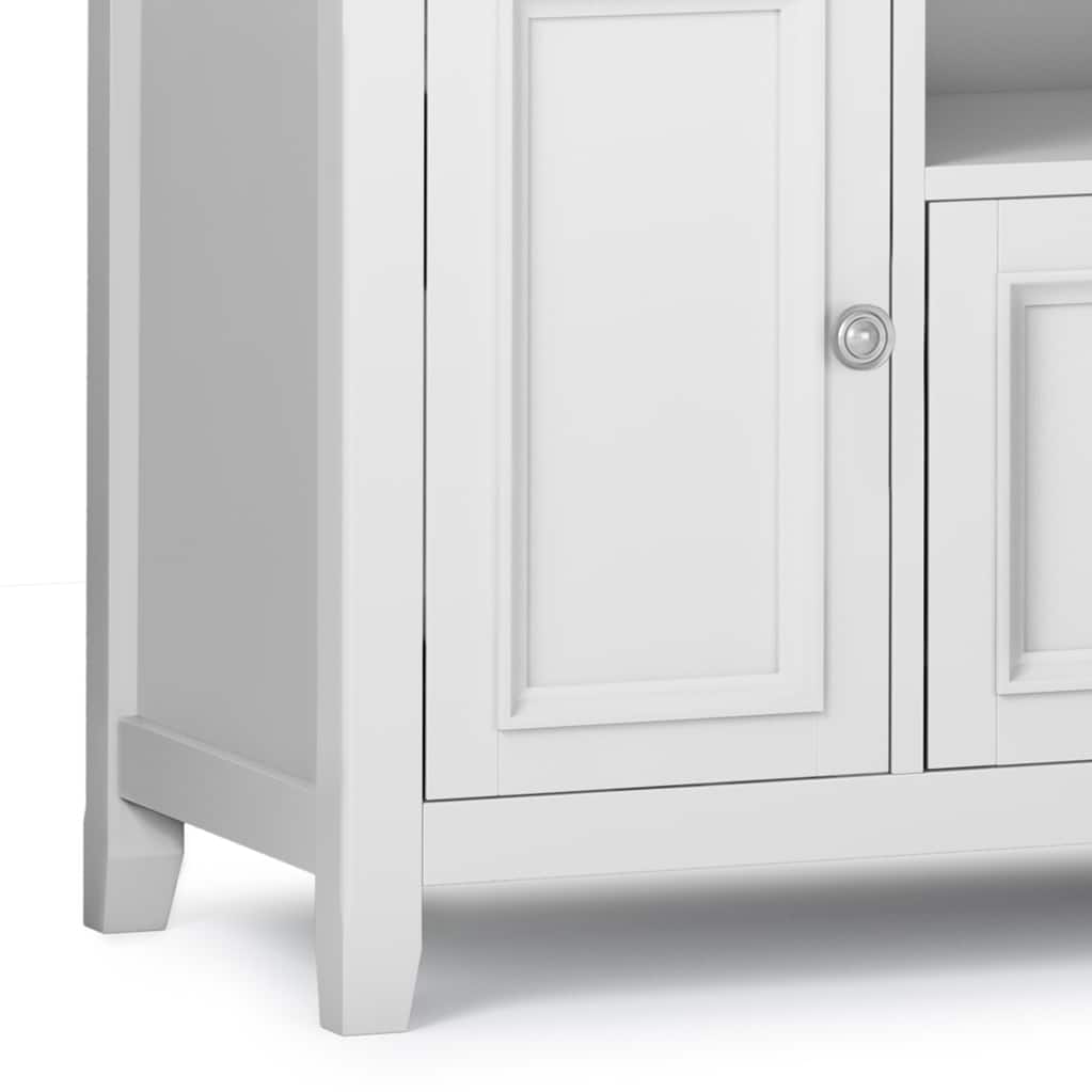 Alt View 3. Simpli Home - Amherst 72 inch Solid Wood TV Media Stand in White - White.