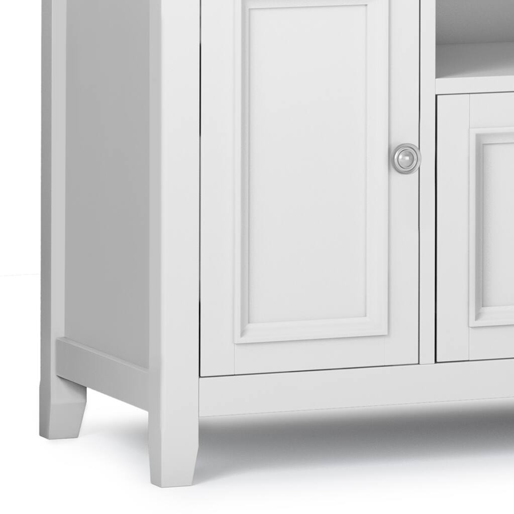 Alt View 3. Simpli Home - Amherst 72 inch Solid Wood TV Media Stand in White - White.