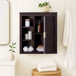 Teamson Home - Hatteras 1-Door Wall Cabinet, Espresso - Black