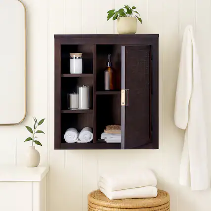 Front. Teamson Home - Teamson Home Hatteras 1-Door Wall Cabinet, Espresso - Black.
