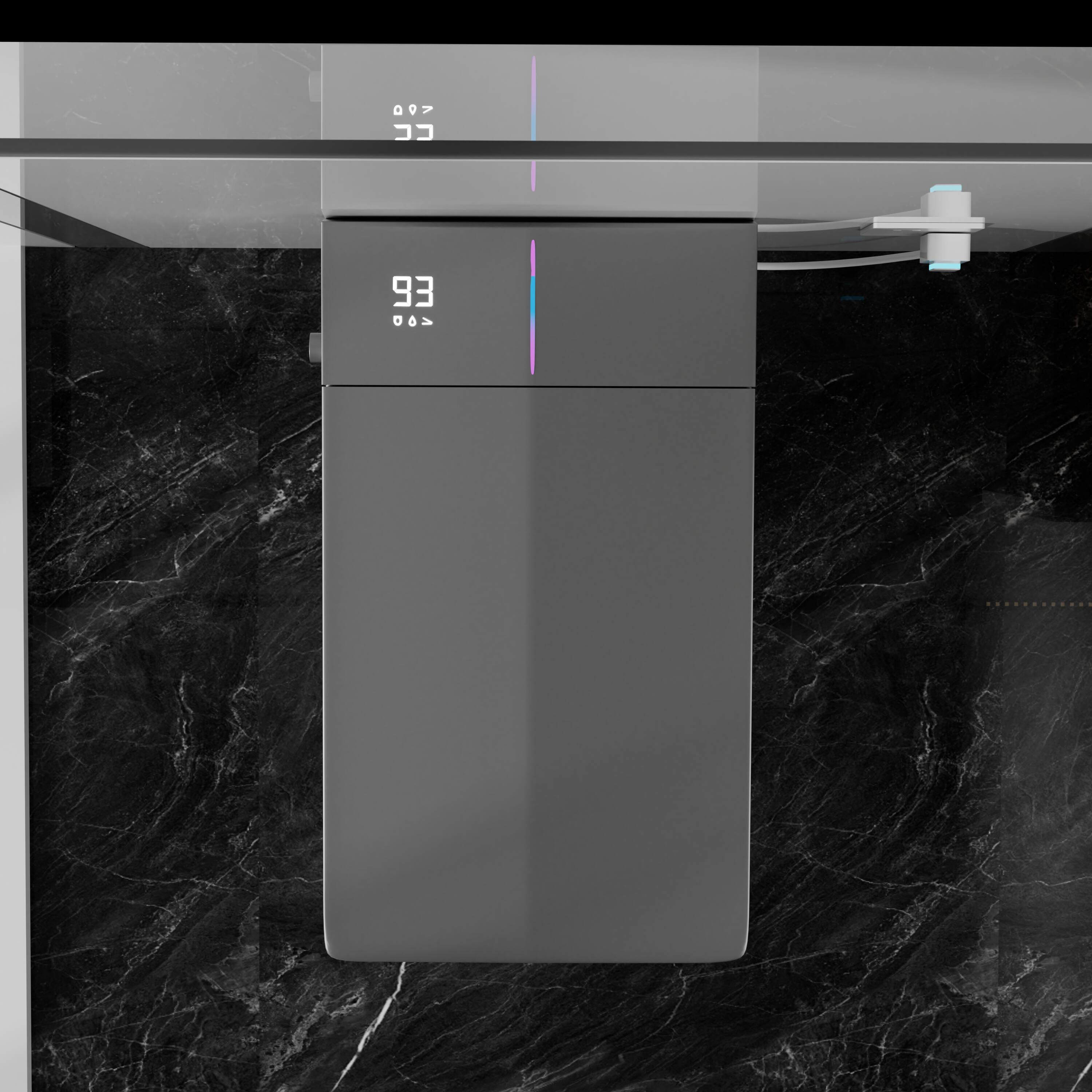 Alt View 4. TinyHomie - Square Smart Toilet with Built in Tank for Bathroom Flush Heated Seat LED Digital Display User Memory Matte Grey - White.