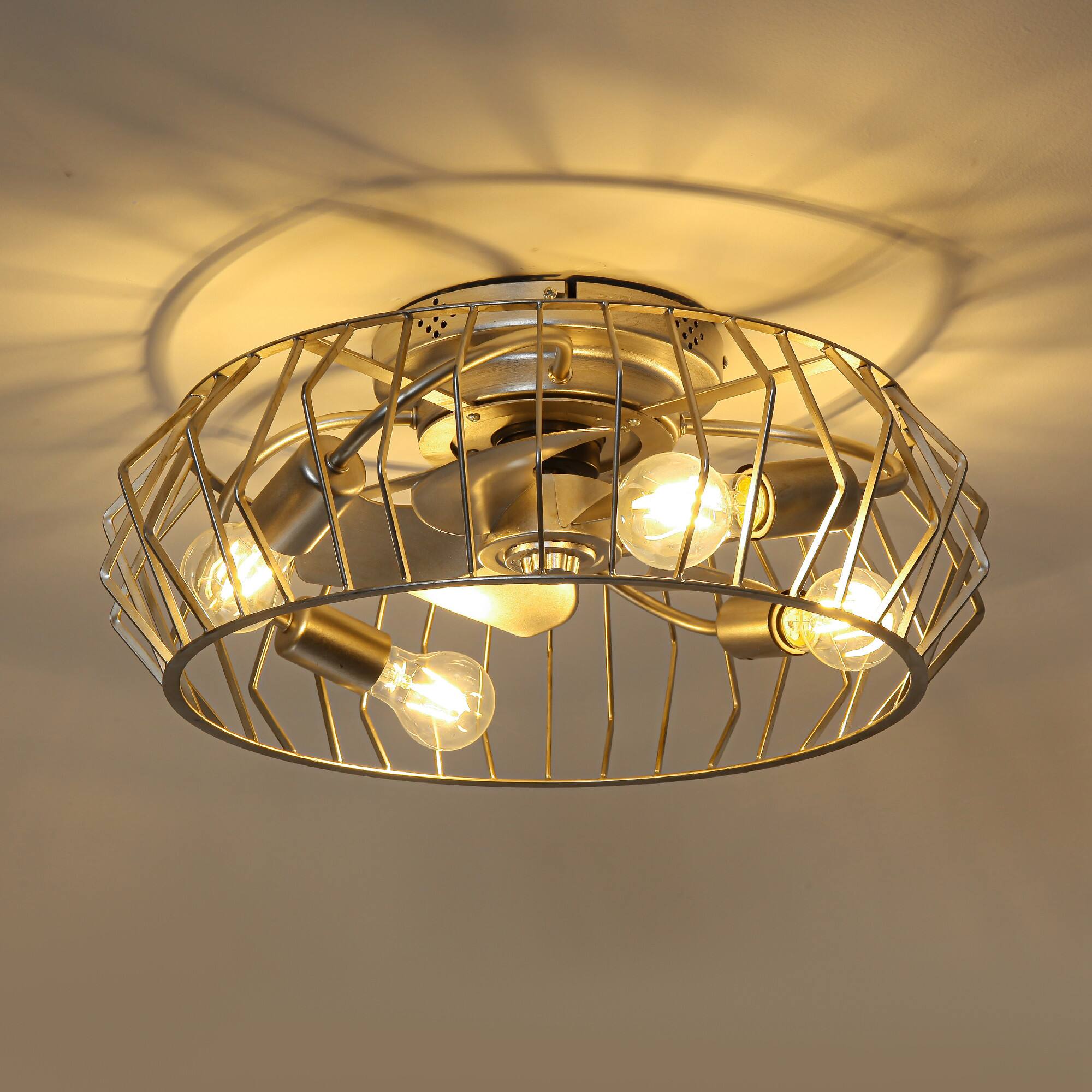 Alt View 10. Parrot Uncle - 19.7 in. Propeller Caged Smart Ceiling Fan with  Remote and APP Control - Antique Silver.