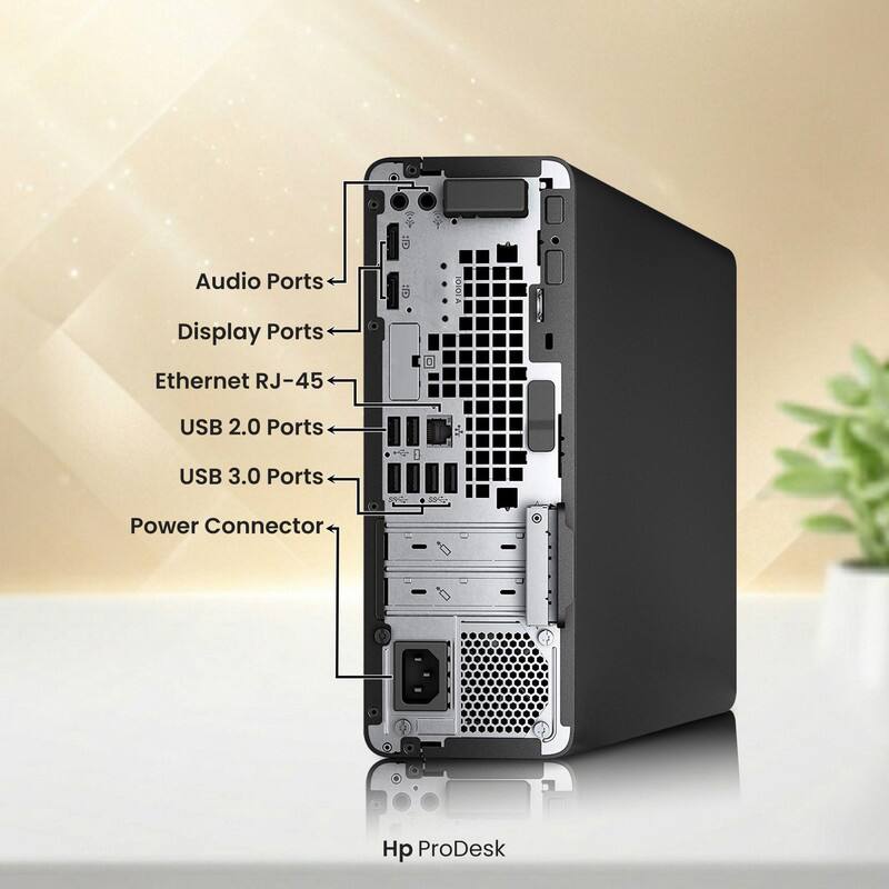 Audio Ports  
Display Ports  
Ethernet RJ-45  
USB 2.0 Ports  
USB 3.0 Ports  
Power Connector  

Hp ProDesk