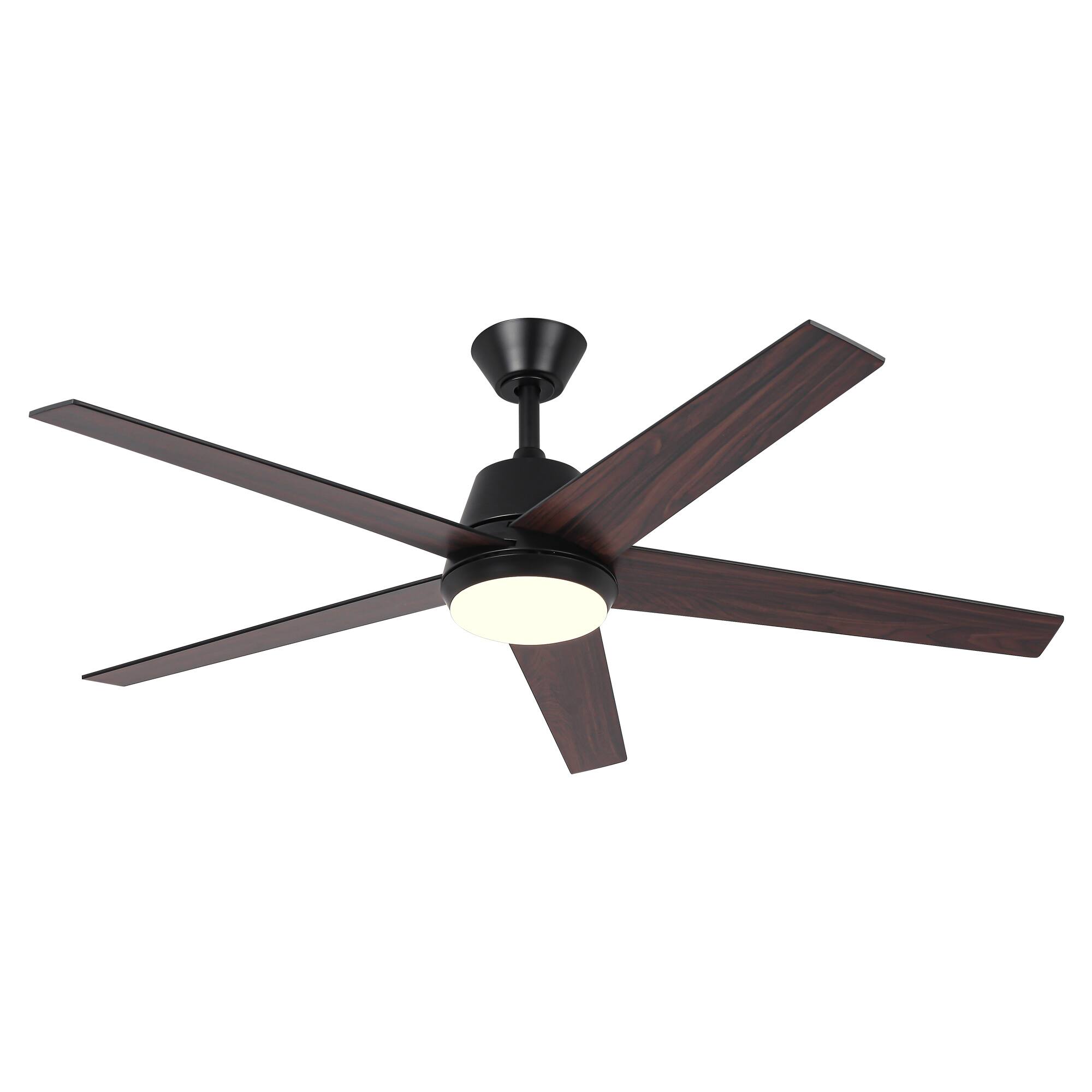 Alt View 4. Vaczon - 52-inch Modern Black Plywood 5-blade Ceiling Fan with Light and Remote - Black.