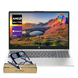 HP - 15.6" Touchscreen Laptop - AMD Ryzen 7 7730U, 64GB RAM - 2TB SSD - Copilot & Numeric Keypad - PCO Laptop Cooler - Silver