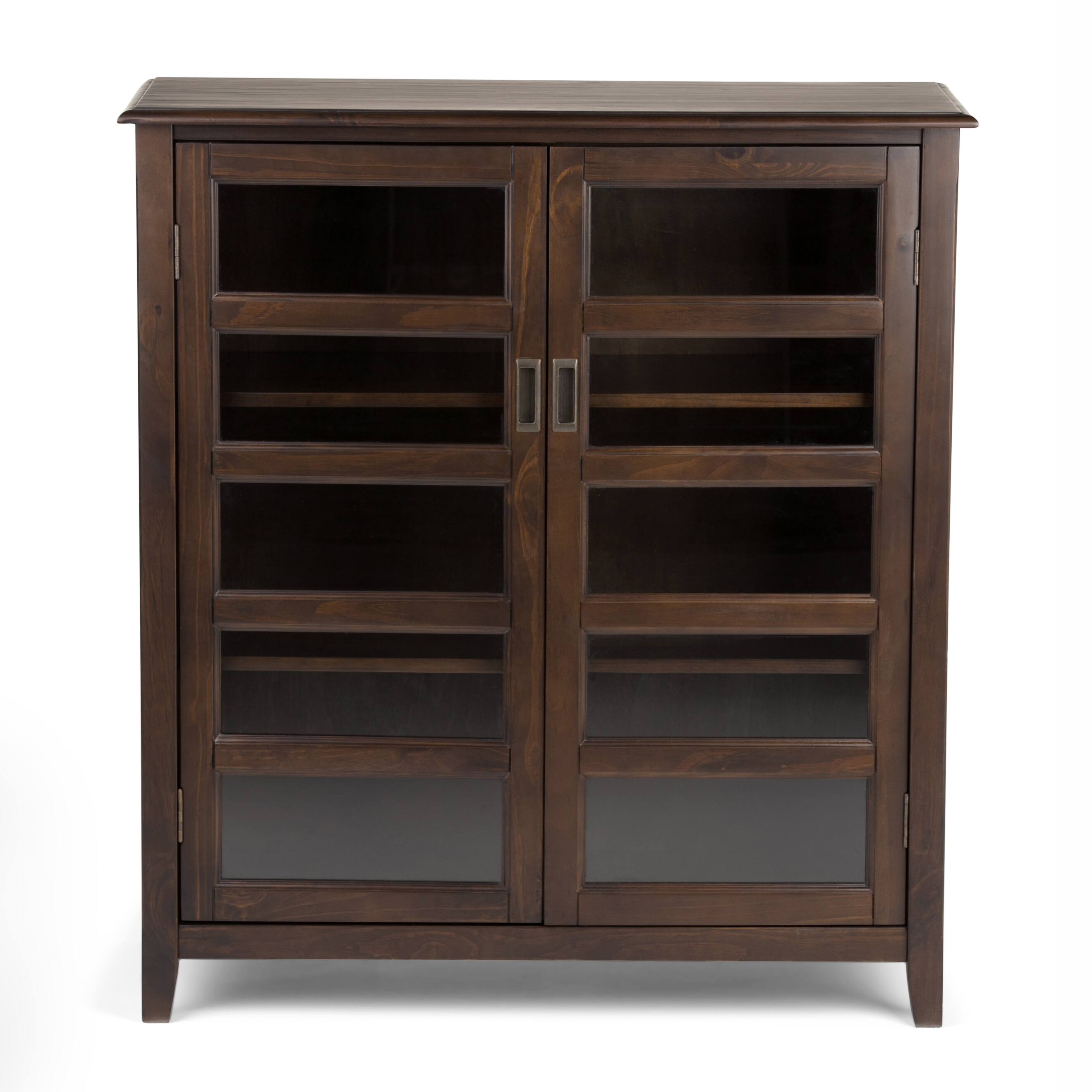 Alt View 11. Simpli Home - Burlington Medium Storage Cabinet - Mahogany Brown.