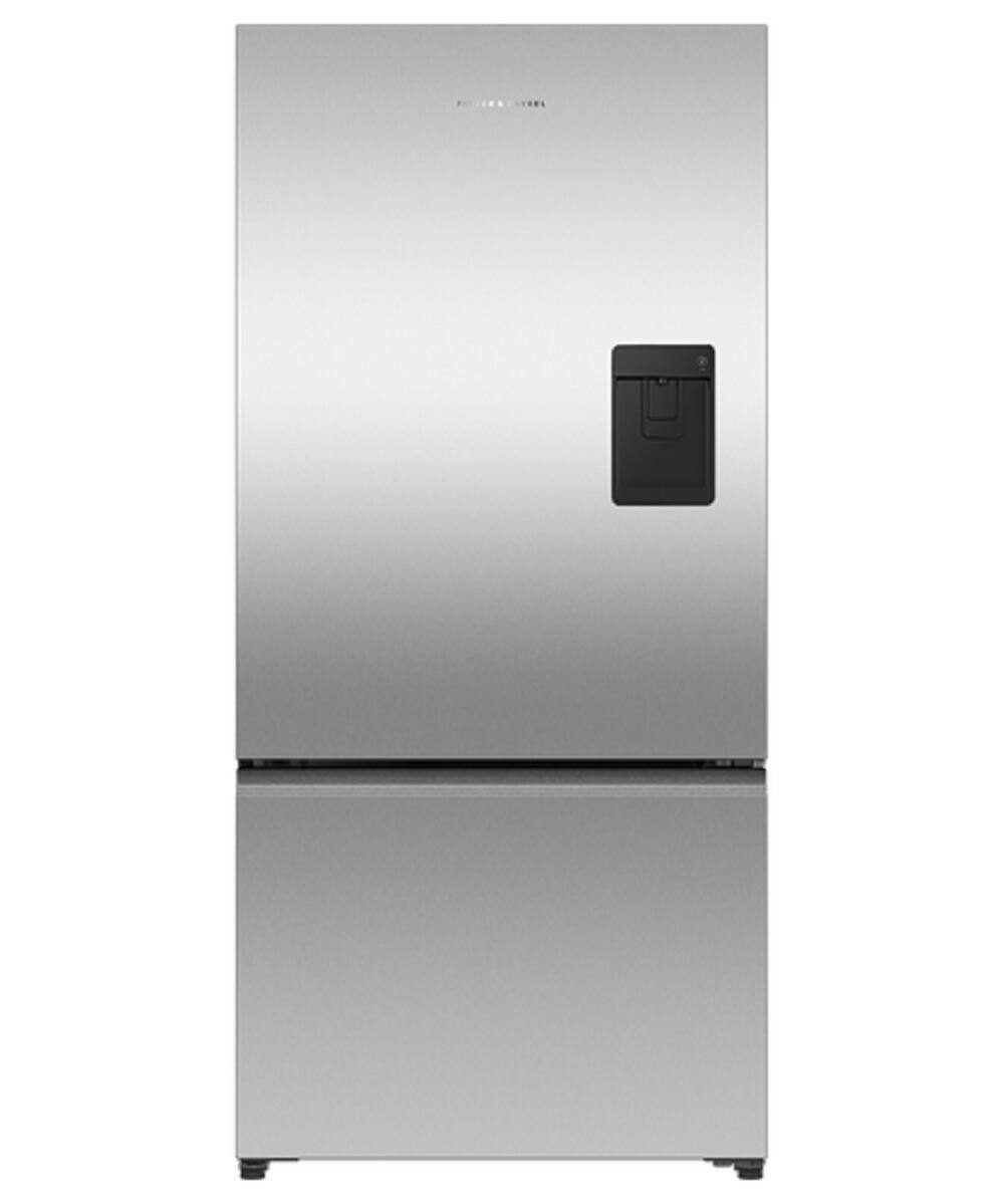 Front. Fisher & Paykel - 32 in. Wide 18.2 Cu. Ft. Bottom Mount Freezer Freestanding Refrigerator with Ice & Water - Stainless Steel.