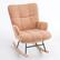Front. FERPIT - FERPIT Teddy Upholstered Wingback Rocking Accent Chair with Rubberwood Legs, Light Brown - Light Brown.