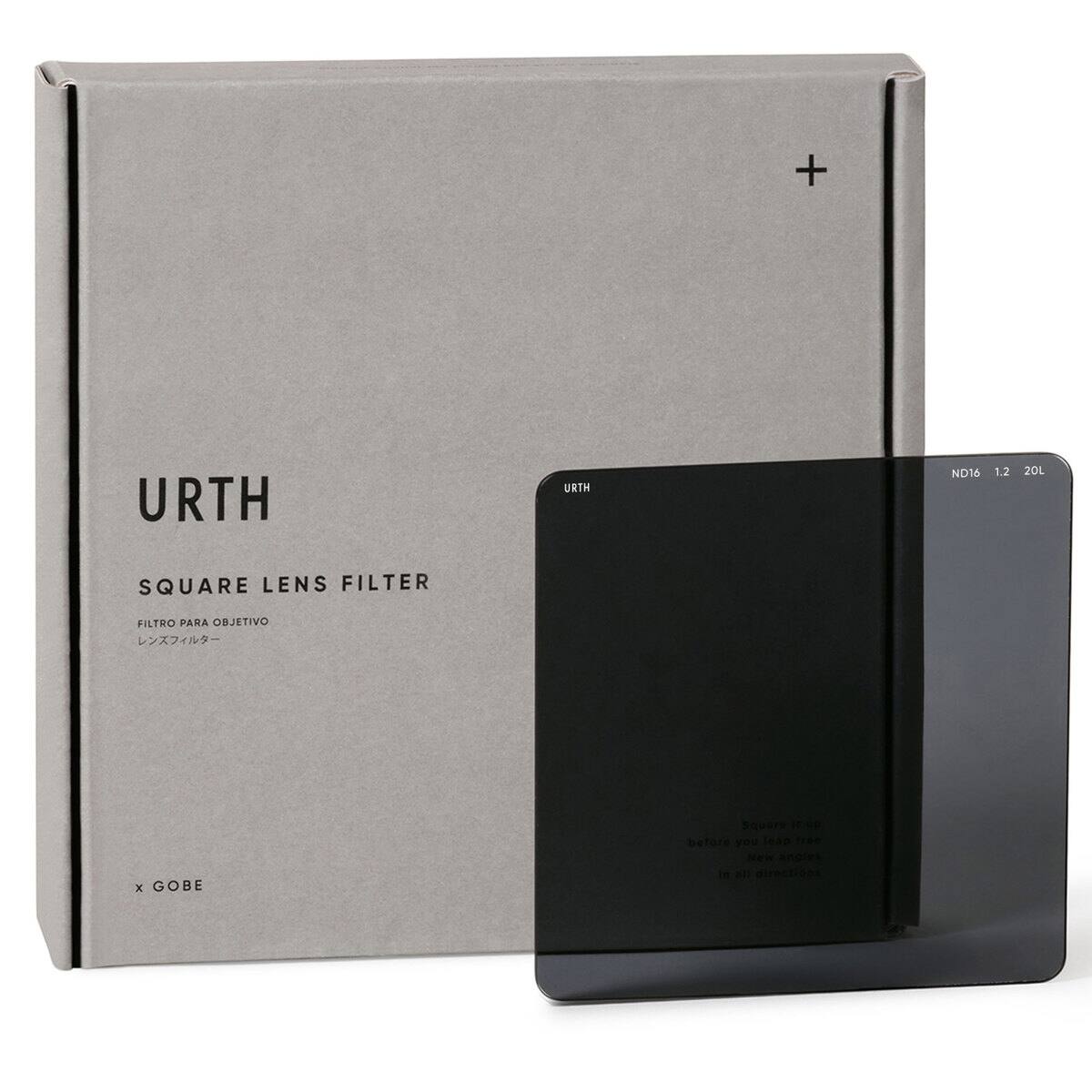 URTH  
SQUARE LENS FILTER  
FILTRO PARA OBJETIVO  
レンズフィルター  

ND16 1.2 20L  

x GOBE  

Square it up  
before you leap free  
New angles  
in all directions