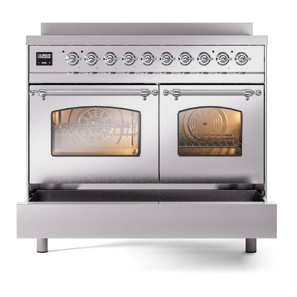 Alt View 2. iLive - ILVE Nostalgie II 40 inch Induction Range with 6 Elements (Triple Glass Door, Stainless Steel, Chrome) - Stainless Steel.