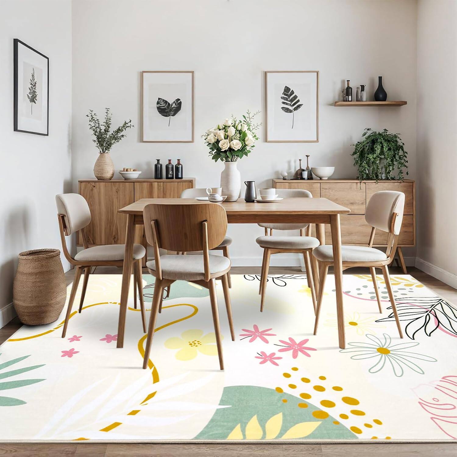 Alt View 4. mosiso - 5x7 Area Rug Soft Low-Pile Non-Slip Indoor Floor Mat Washable Rug for Living Room & Home Decor - H1026.
