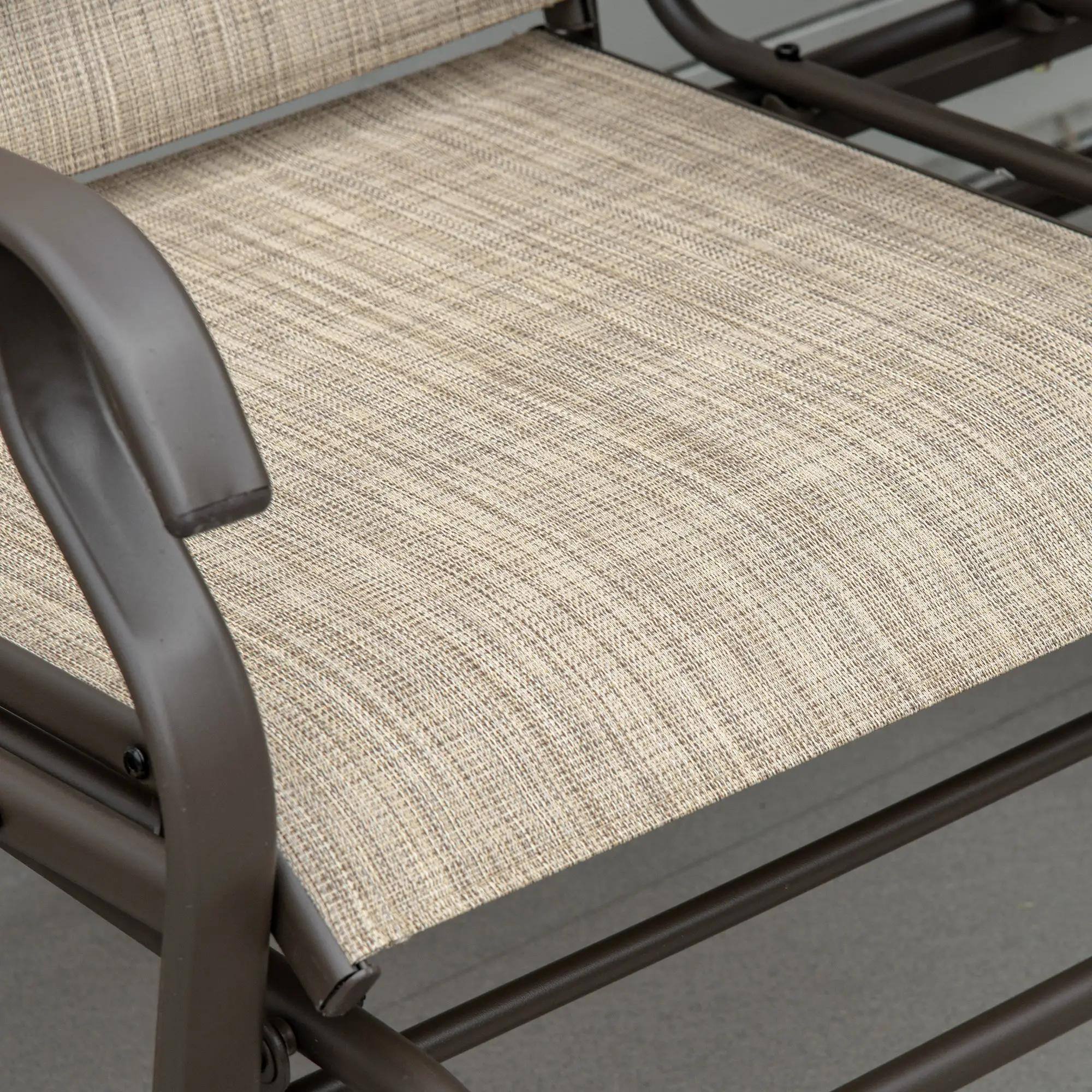Back. Resenkos - Resenkos Outdoor Glider Bench with Mesh Fabric, Metal Frame Loveseat with Armrests,Patio Furniture for Garden Porch,Sand - Sand.