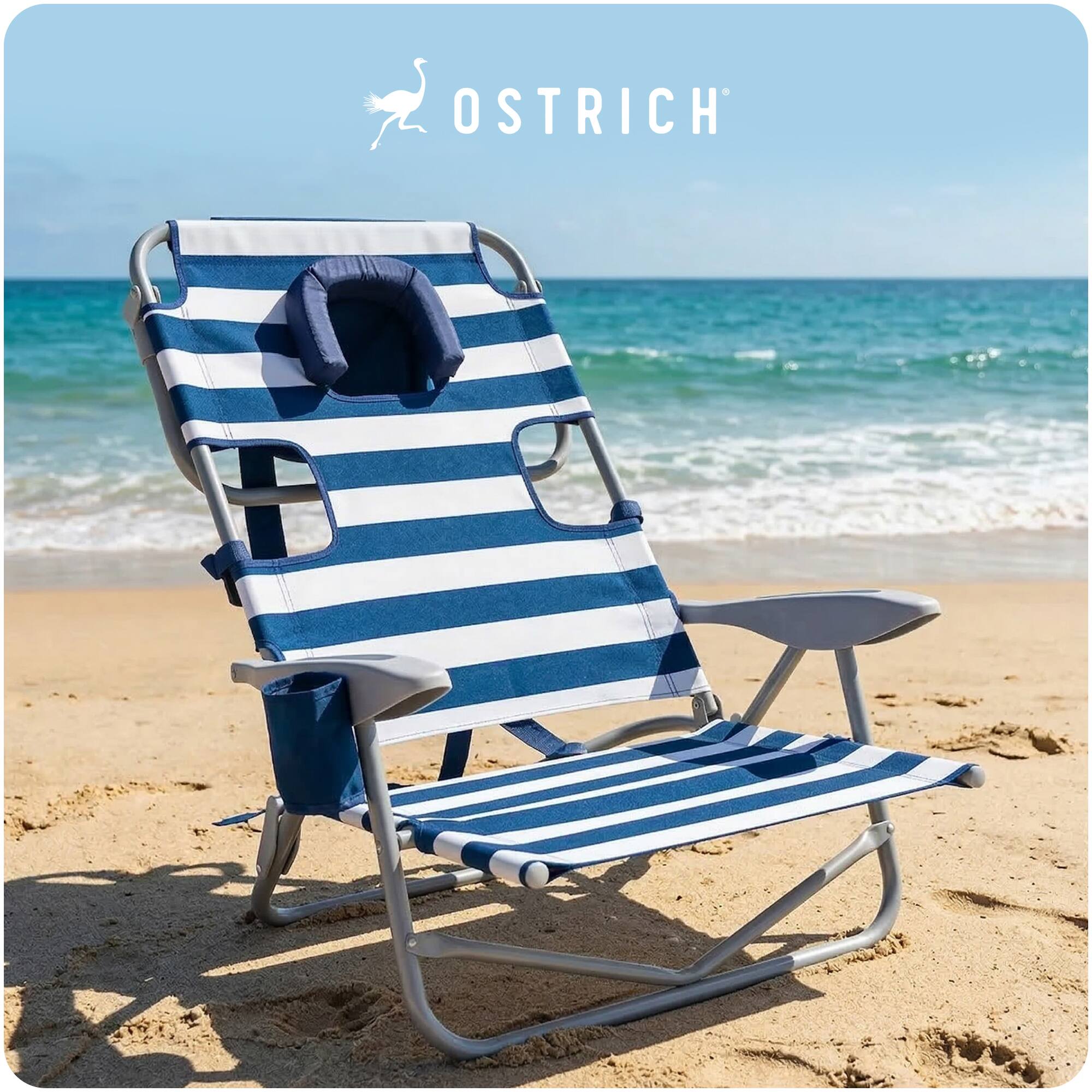 Alt View 5. Ostrich - Ostrich The Heavy-Duty Backpacker Portable Reclining Beach Camping Chair, Stripe - Striped.