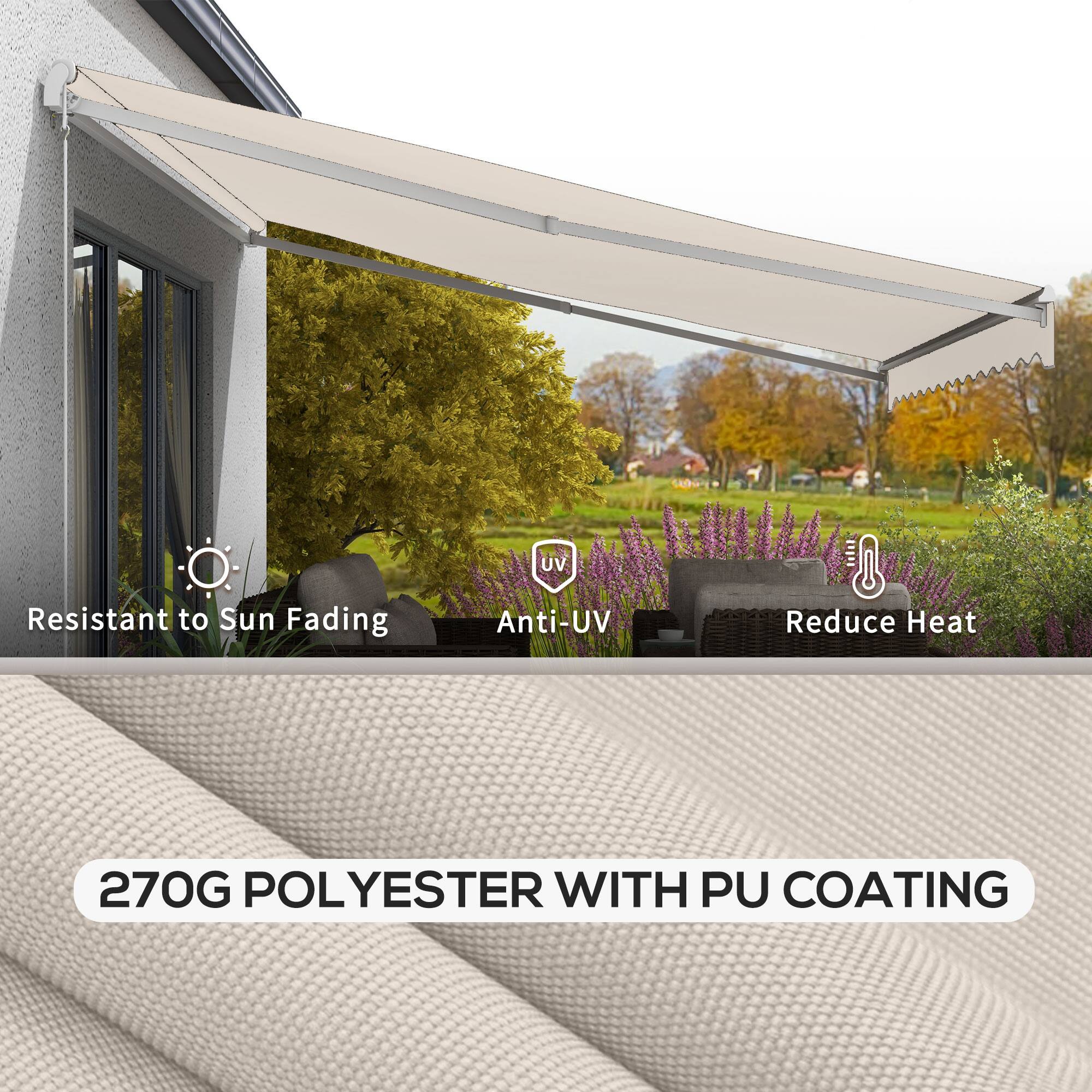 UV Resistant to Sun Fading  
Anti-UV  
Reduce Heat  
270G Polyester with PU Coating