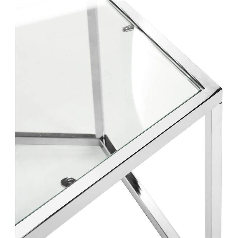 Left. Safavieh - Home Collection Eliana Chrome and Glass Hexagon Coffee Table - Silver.