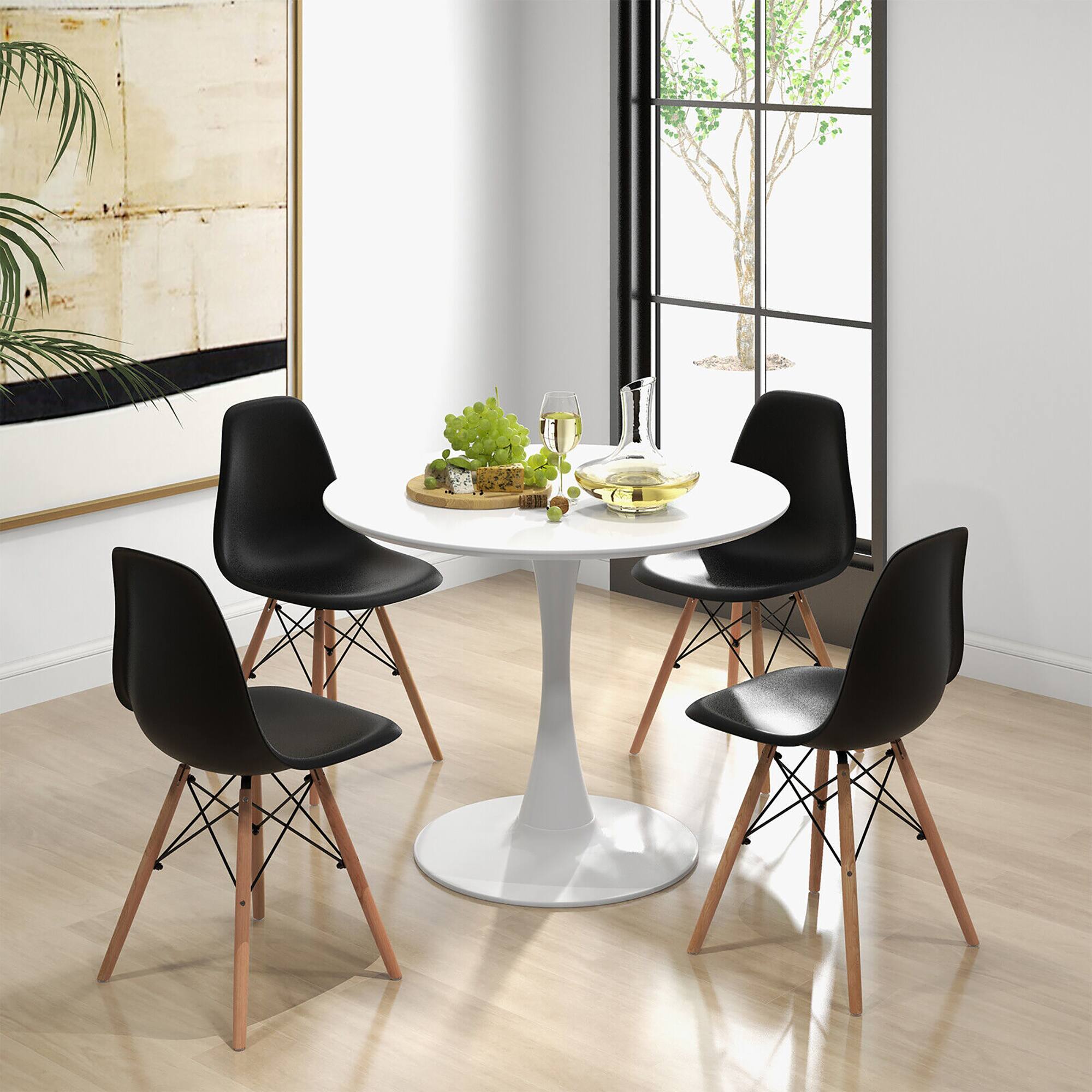 Alt View 1. Gymax - Gymax 5 PCS Dining Set Modern Round Dining Table 4 Chairs for Small Space Kitchen - Black, White, Natural.
