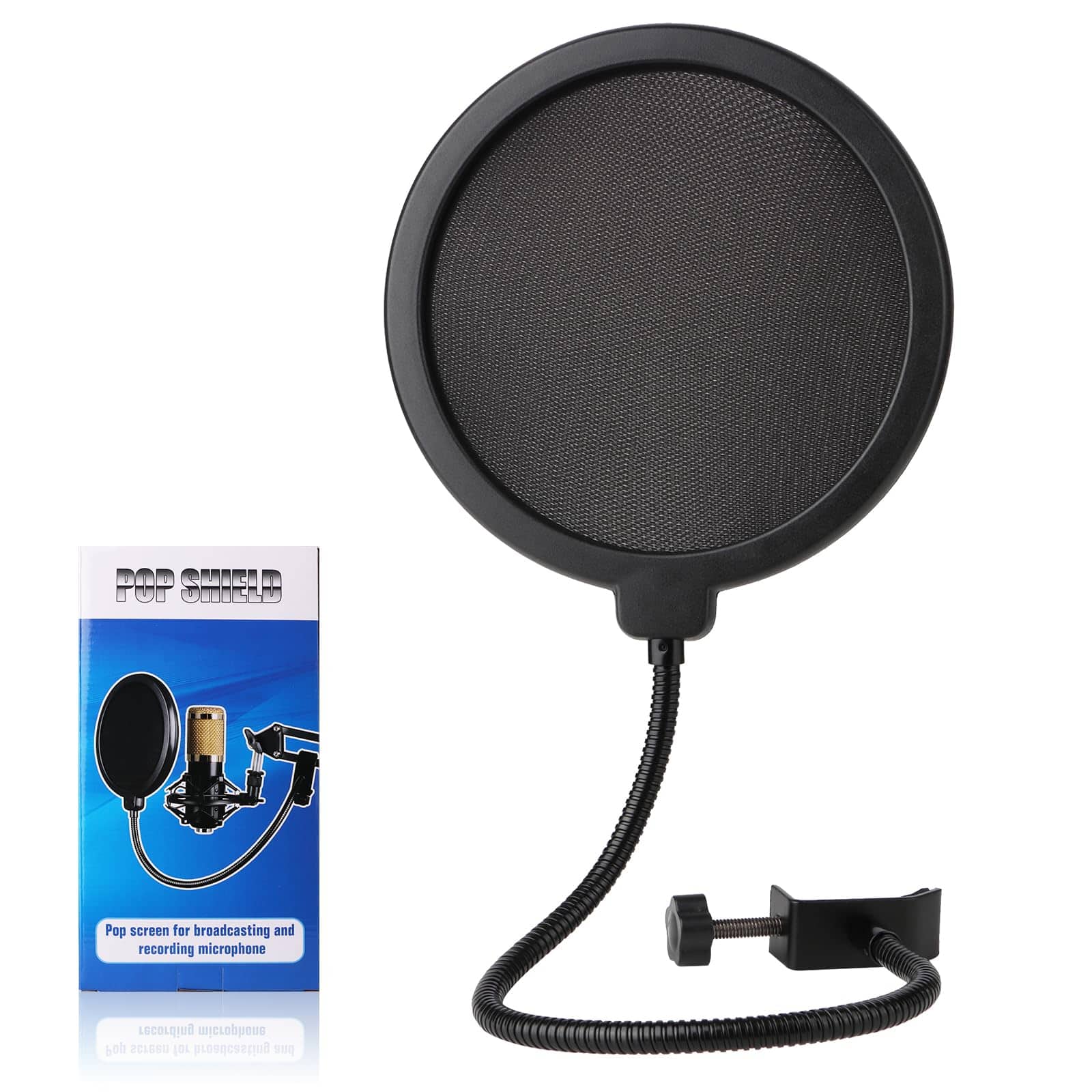 Fabibe - Professional Microphone Pop Filter Shield Mic Wind Mask Screen With Blue And Any Other Dual Layered A Flexible 360 De
