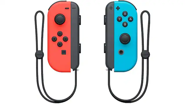 Front. Nintendo - Nintendo Switch Joy-Con Complete Set Left/Right Neon Red & Blue Manufacturer Refurbished - Multicolored.