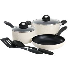 Oster - Clairborne 7 Piece Nonstick Aluminum Cookware and Kitchen Tool Set - Linen
