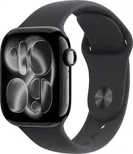Apple Watch Series 11 (GPS+Cellular) 42mm Aluminum Case with Black Sport Band - S/M - Jet Black (AT&T) - (2025)