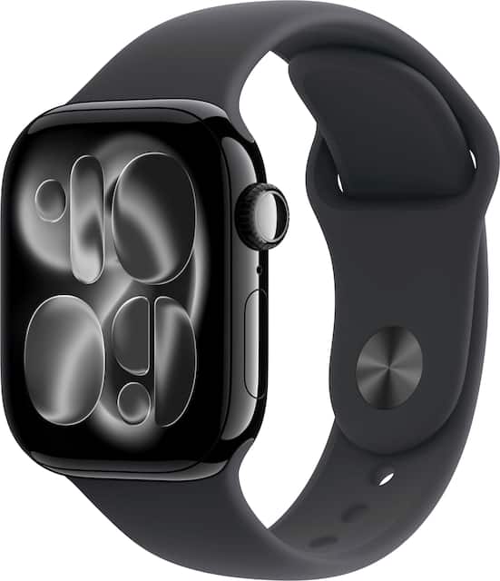 Apple Watch Series 11 (GPS+Cellular) 42mm Aluminum Case with Black Sport Band - S/M - Jet Black - (2025)