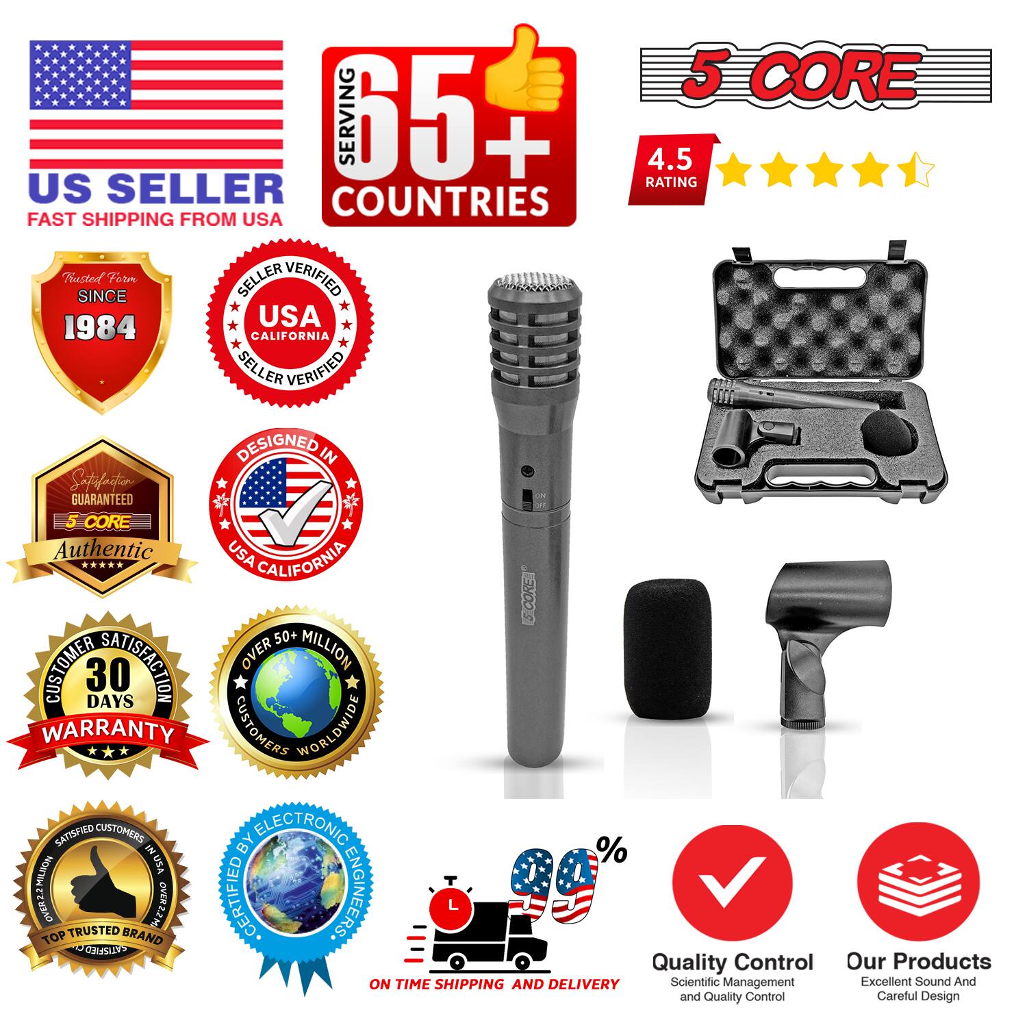 Here is the corrected and grouped text:

---

**5 CORE**

- **Serving 65+ Countries**
- **Fast Shipping from USA**
- **4.5 Rating**
- **Trusted Since 1984**
- **USA California Seller Verified**
- **Designed in San Francisco**
- **Guaranteed Authentic**
- **50+ Customer Satisfaction**
- **Over Million Customers Worldwide**
- **30 Days Warranty**
- **Top Trusted Brand**
- **Scientific Management**
- **Excellent Sound and Quality Control**
- **Careful Design**

---

**Certifications:**

- **Certified by Electronic Engineers**
- **Quality Control**
- **On Time Shipping and Delivery**

---

**Additional Badges:**

- **5 Core**
- **30 Days Warranty**
- **Over Million Customers Satisfied**
- **Top Trusted Brand**
- **Quality Control**
- **On Time Shipping and Delivery**

---

**Product Features:**

- **5 Core**
- **Authentic**
- **USA California Seller Verified**
- **50+ Customer Satisfaction**
- **30 Days Warranty**
- **Customers Worldwide Satisfied**
- **Certified by Electronic Engineers**
- **Quality Control**
- **Scientific Management**
- **Excellent Sound and Quality Control**
- **Careful Design**