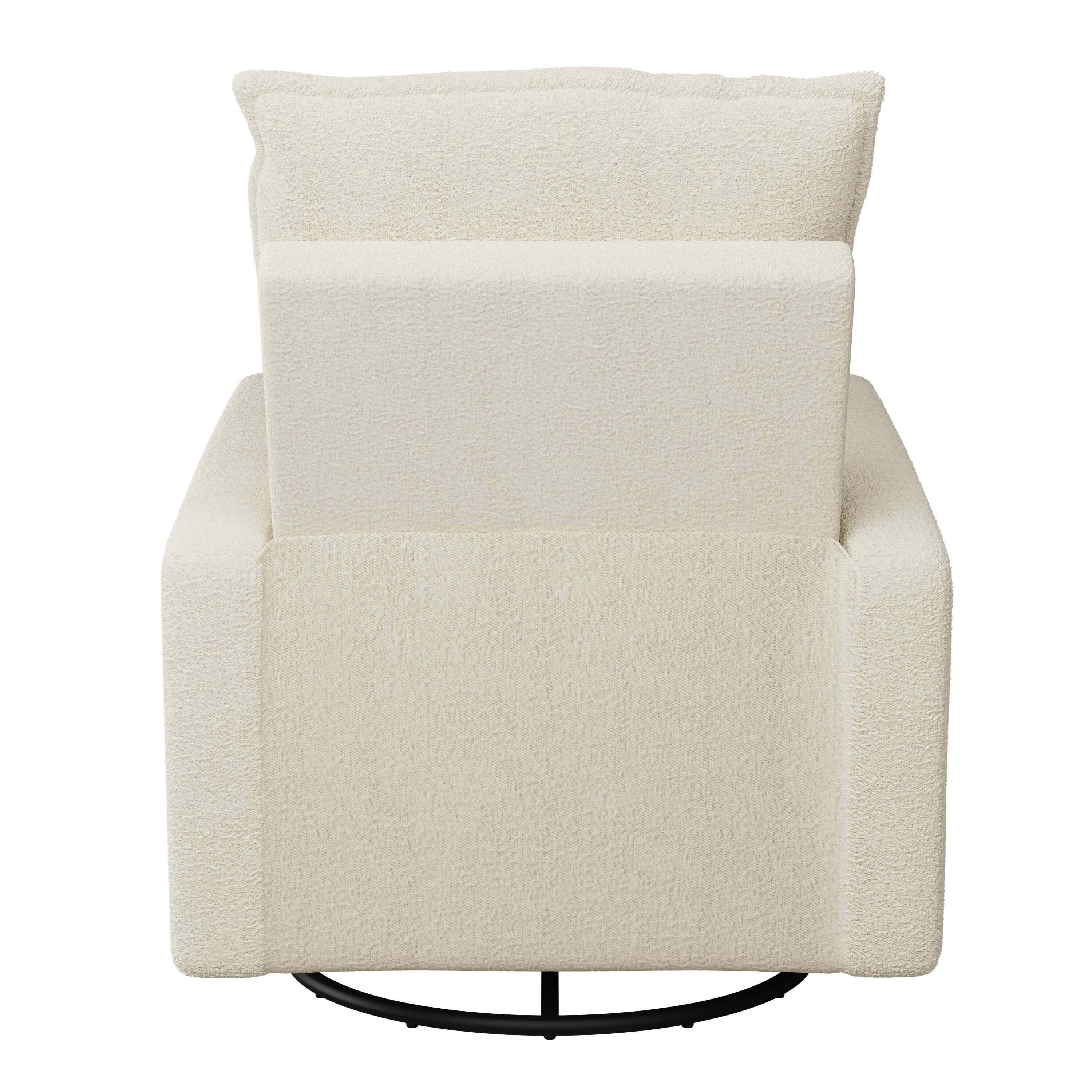Back. CorLiving - Caillie Ultimate Comfort Boucle Upholstered Swivel Recliner Glider Chair - Cream.