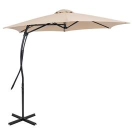 Gymax - 9 FT Cantilever Umbrella w/ Cross Base Included Smooth Handle for Backyard - Beige