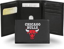 Rico Industries - Chicago Bulls Embroidered Black Leather Trifold Wallet - Multi