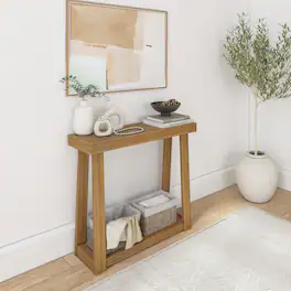 Plank+Beam - Classic Console Table with Shelf - 36 inches - Pecan