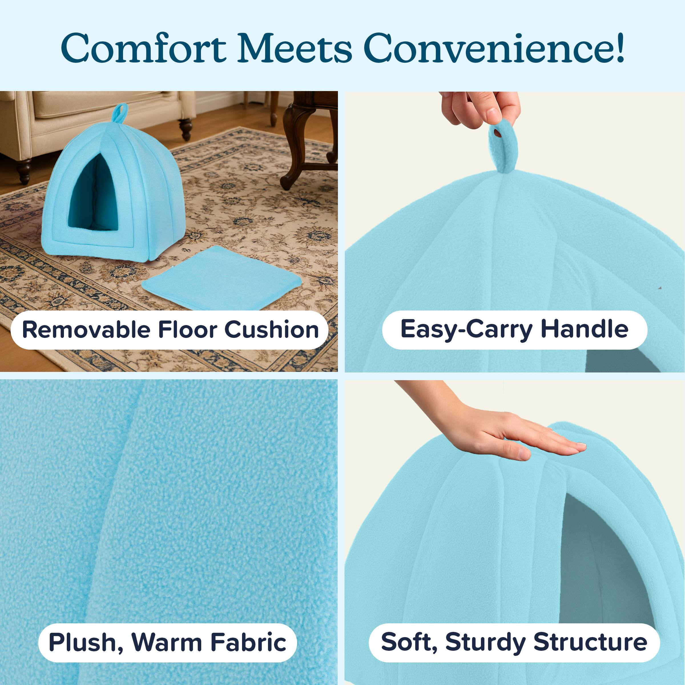 Comfort Meets Convenience!  
- Removable Floor Cushion  
- Easy-Carry Handle  
- Plush, Warm Fabric  
- Soft, Sturdy Structure