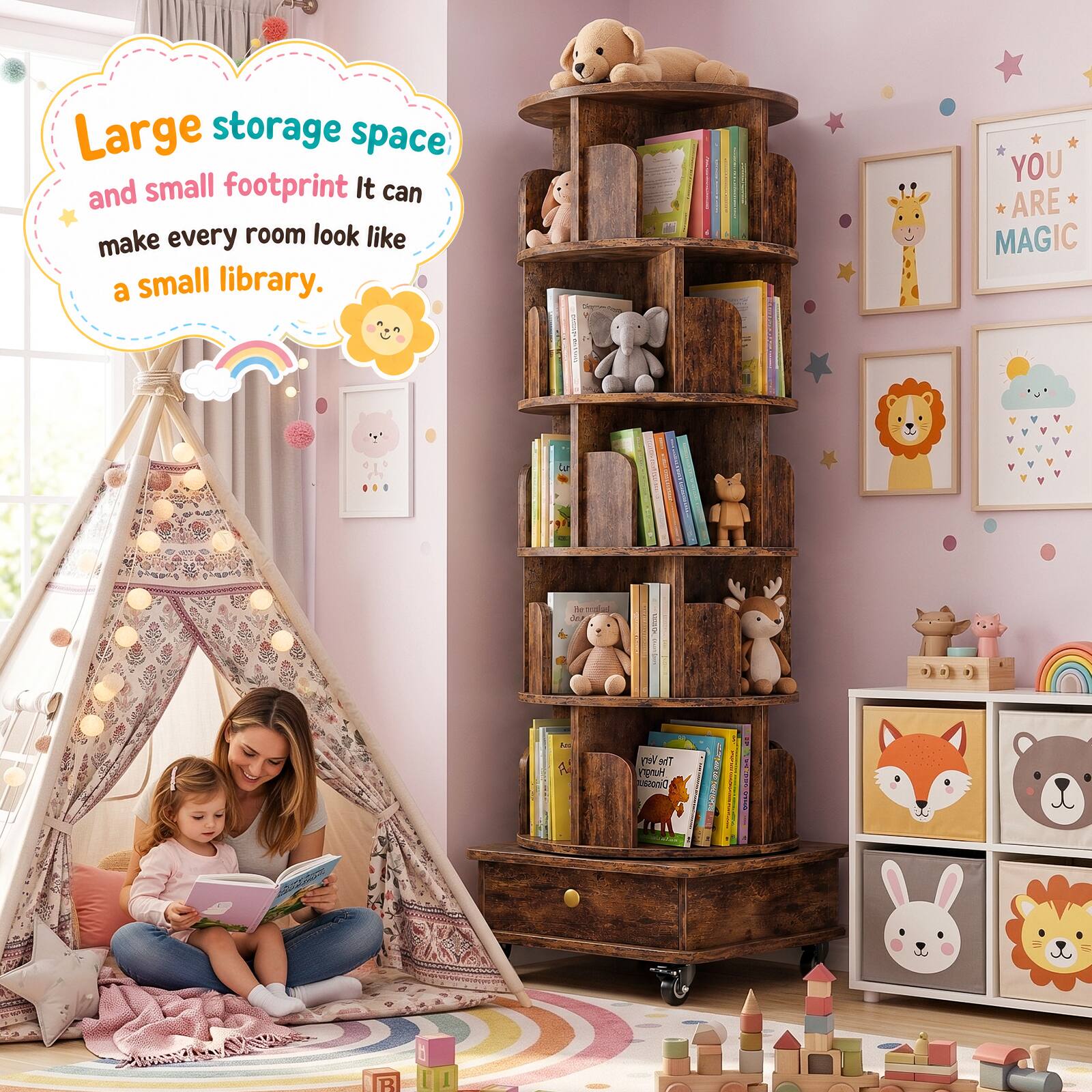 Large storage space and small footprint It can make every room look like a small library.

YOU ARE MAGIC

Km5

Anc A

Very The Hungry Dinosaus

ECA