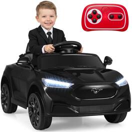 Gymax - Licensed Ford Mach E Electric Vehicle w/Parent Control LED Lights Horn Music - Black